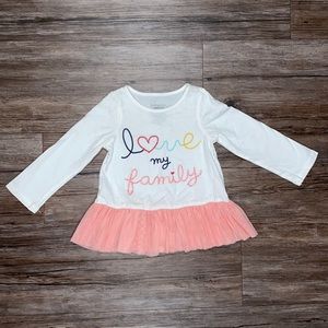5/$15 Love My Family Sequin Long Sleeve Tulle Ruffle Shirt 18M